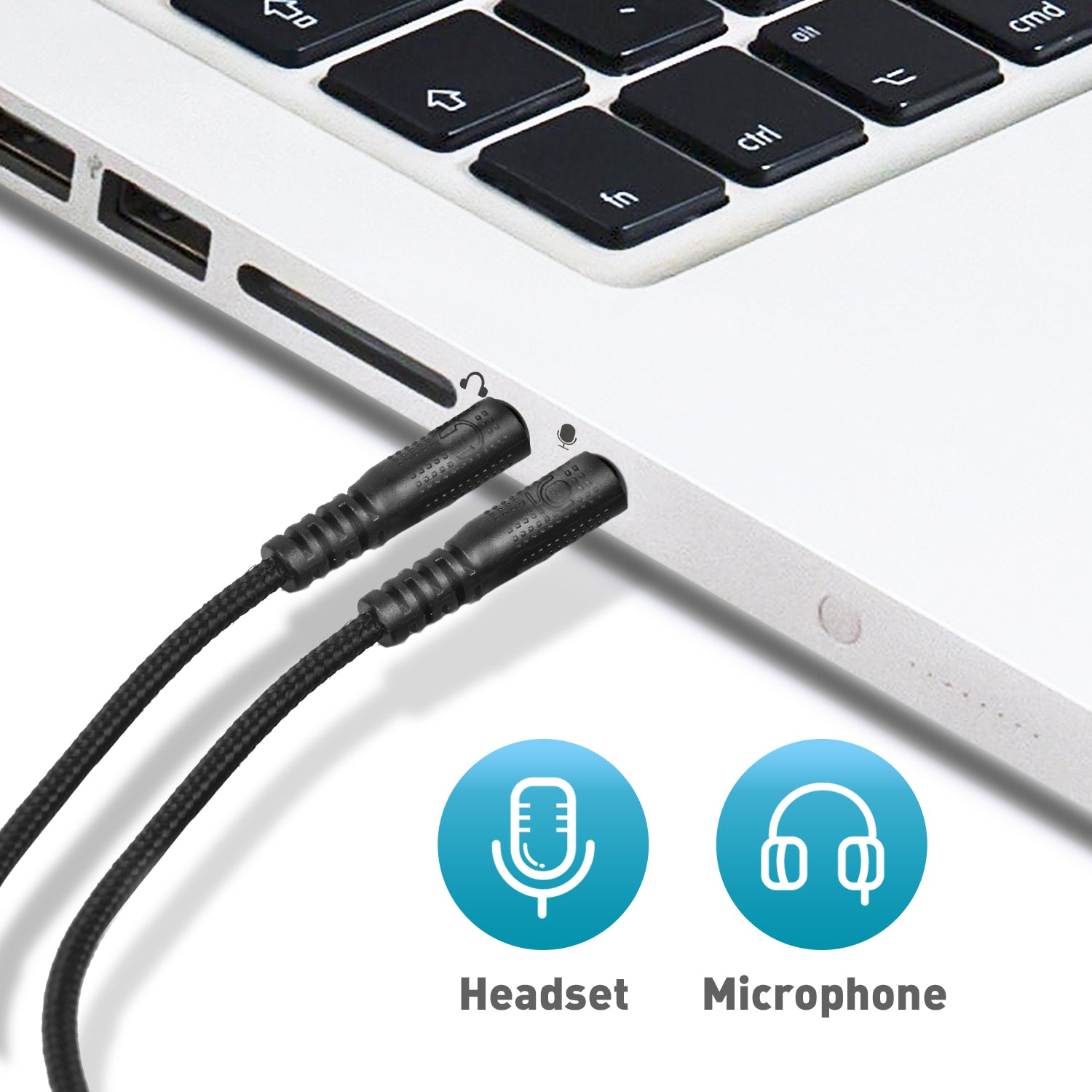 Headset with mic for online laptop with double jack