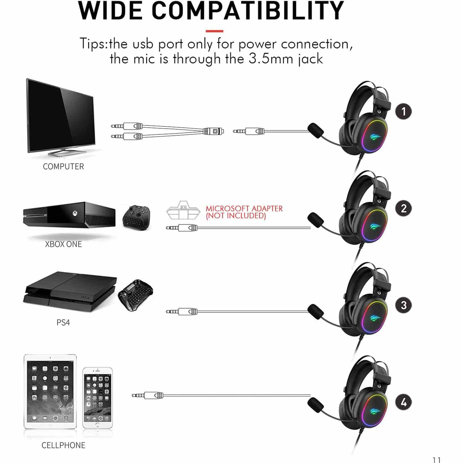 Gaming headset usb online connection