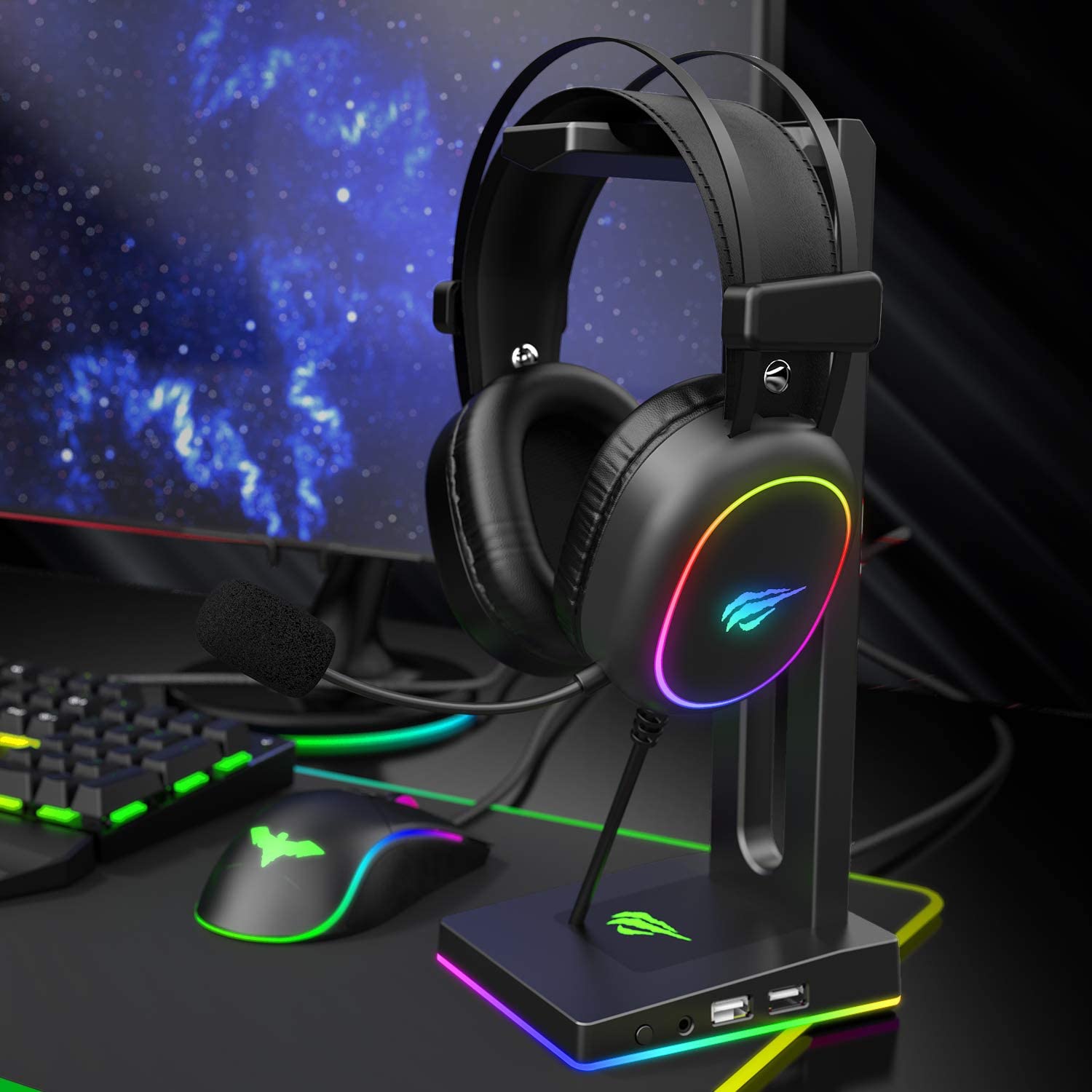 HAVIT H2016D RGB Wired Gaming Headset with Stereo Surround Sound and HD Mic