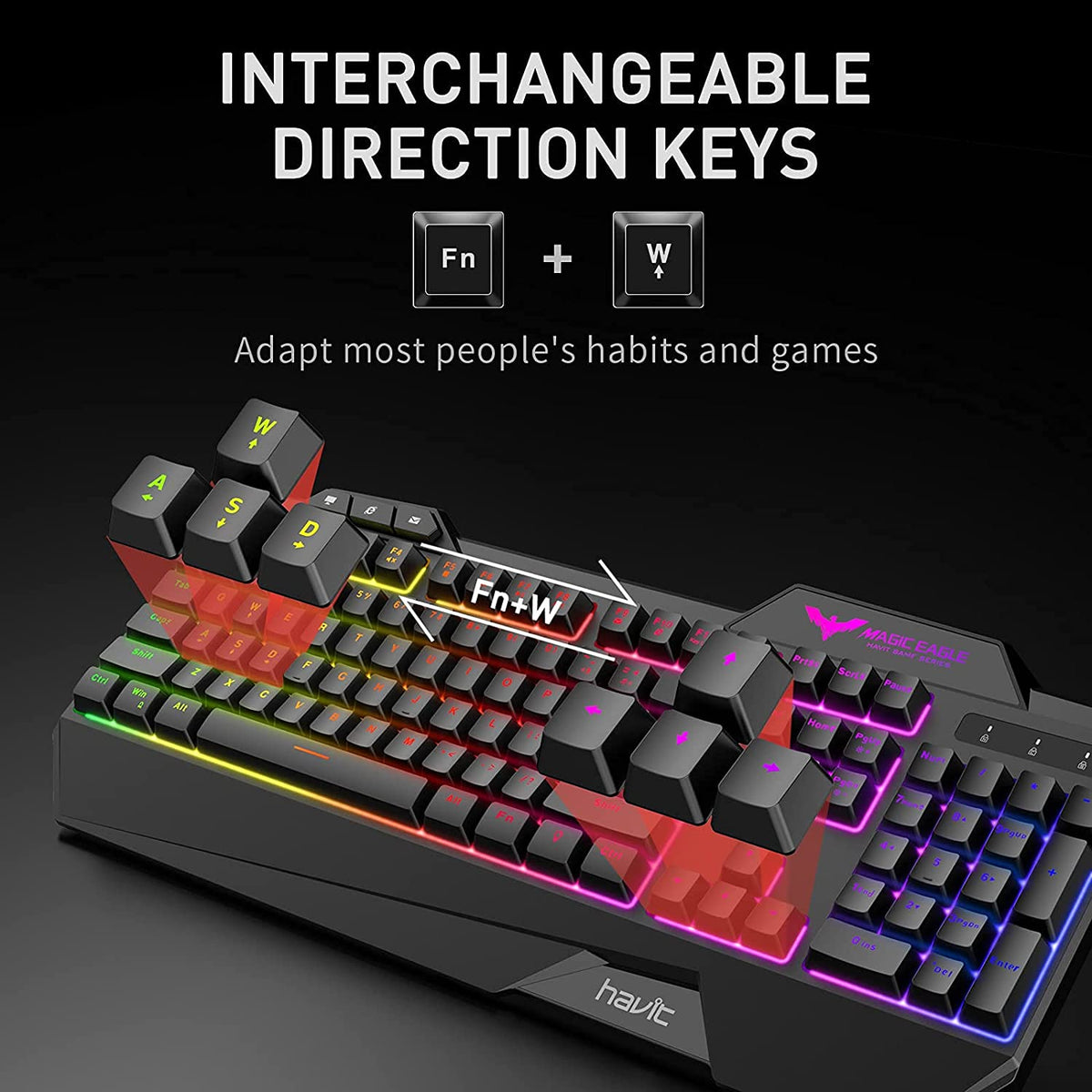 HAVIT HV-KB558CM Gaming Keyboard and Mouse Combo (Rainbow Backlit)