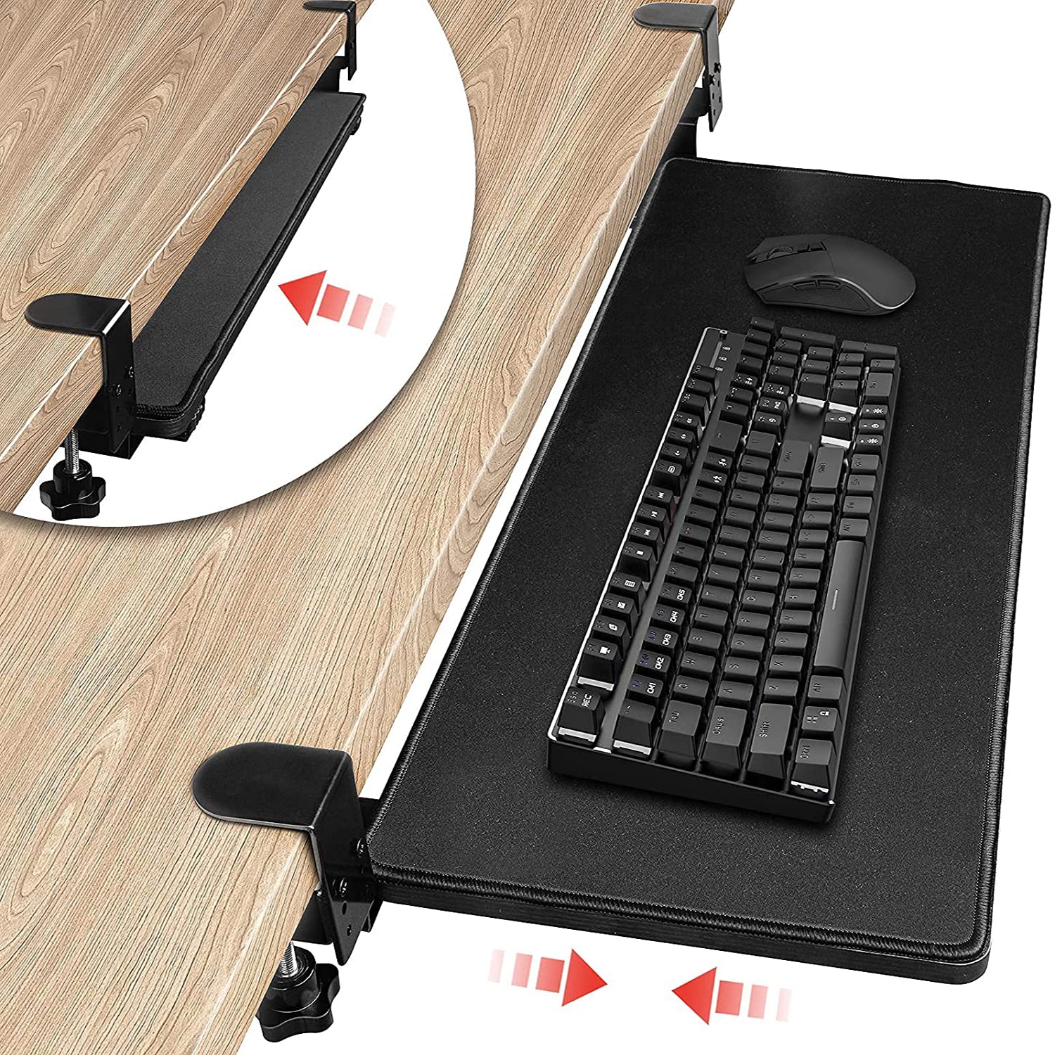 HAVIT HV-KT2101 Under Desk Keyboard Tray with Full Size Mouse Pad & C