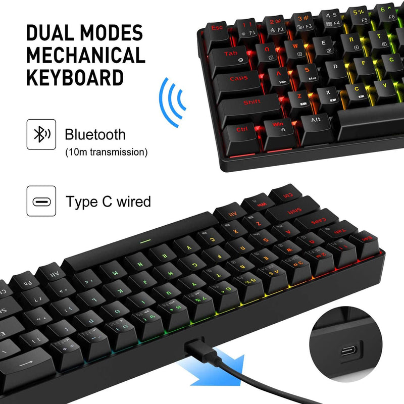 HAVIT KB498L Wireless Mechanical Keyboard & Programmable RGB Mouse Com