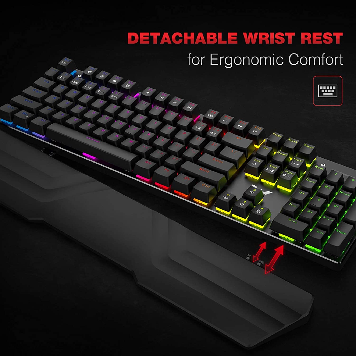 HAVIT KB511L RGB Mechanical Keyboard Mouse & Mouse Pad Combo 104 Keys