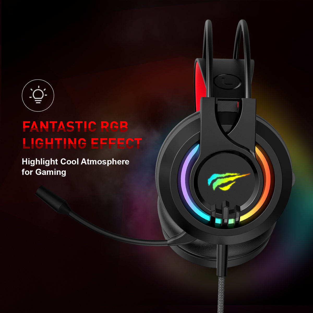 HAVIT H2020D RGB Gaming Headset with Stereo Surround Sound & Volume Co