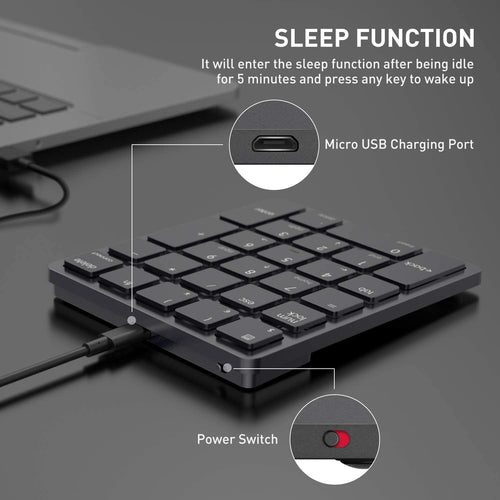 HAVIT smart26 26 Keys Bluetooth Number Pad for Mac OS & Window System【