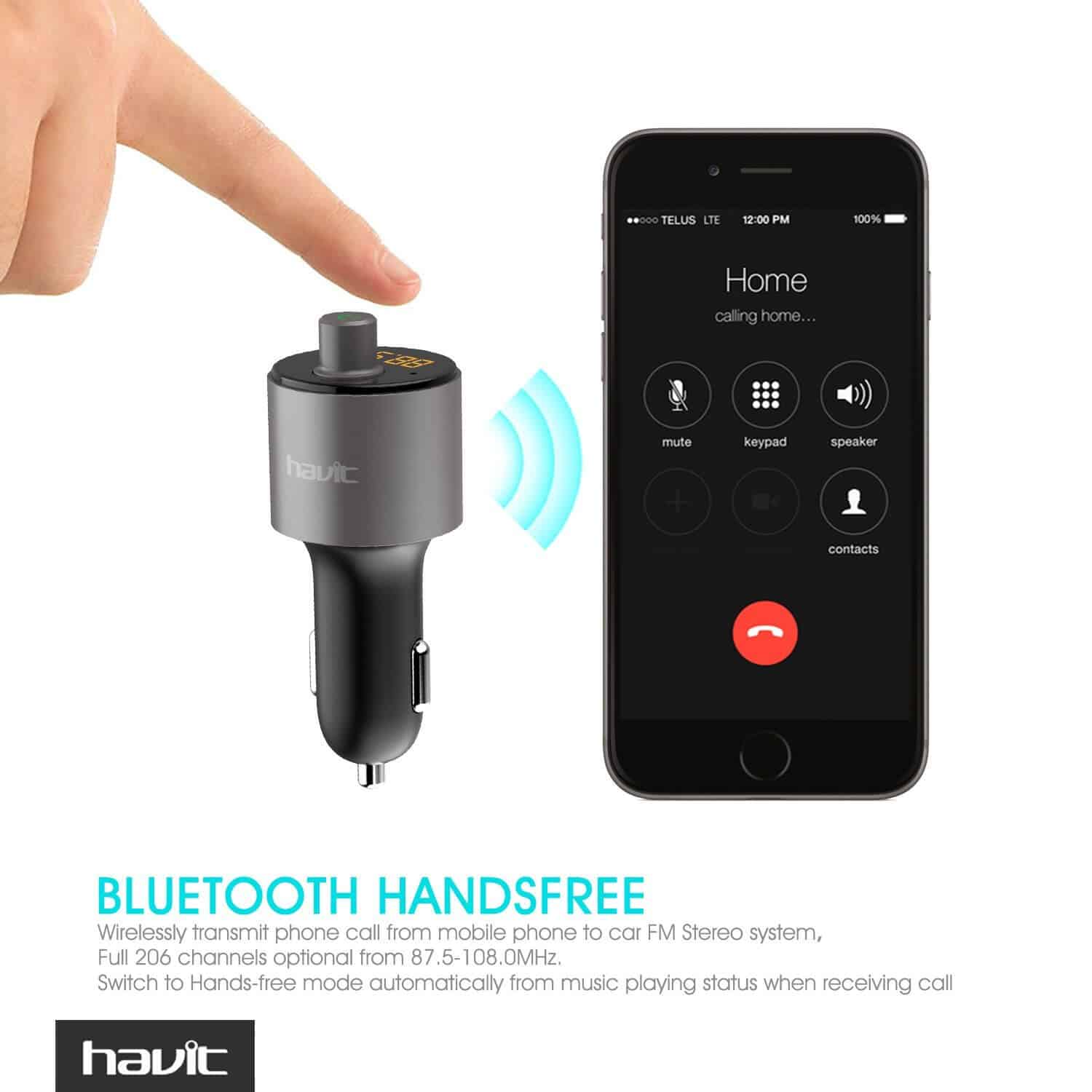 FM Transmitter & Car Charger - HAVIT HV-BT017 - Dual Ports - Bluetooth
