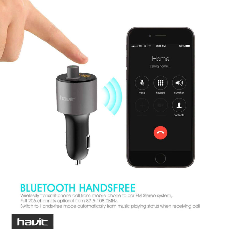 Kit Mains Libres Bluetooth Voiture - HAVIT HV-FM210BT - Chargeur - Siri -  Transmetteur FM