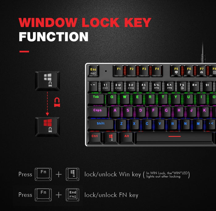 HAVIT HV-KB435L Tenkeyless Mechanical Keyboard, 87 Keys, RGB Backlight