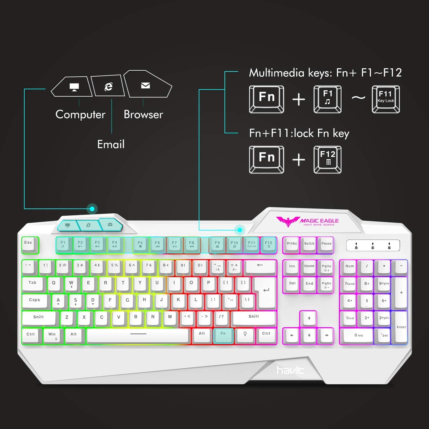 HAVIT HV-KB558CM Gaming Keyboard and Mouse Combo (Rainbow Backlit)