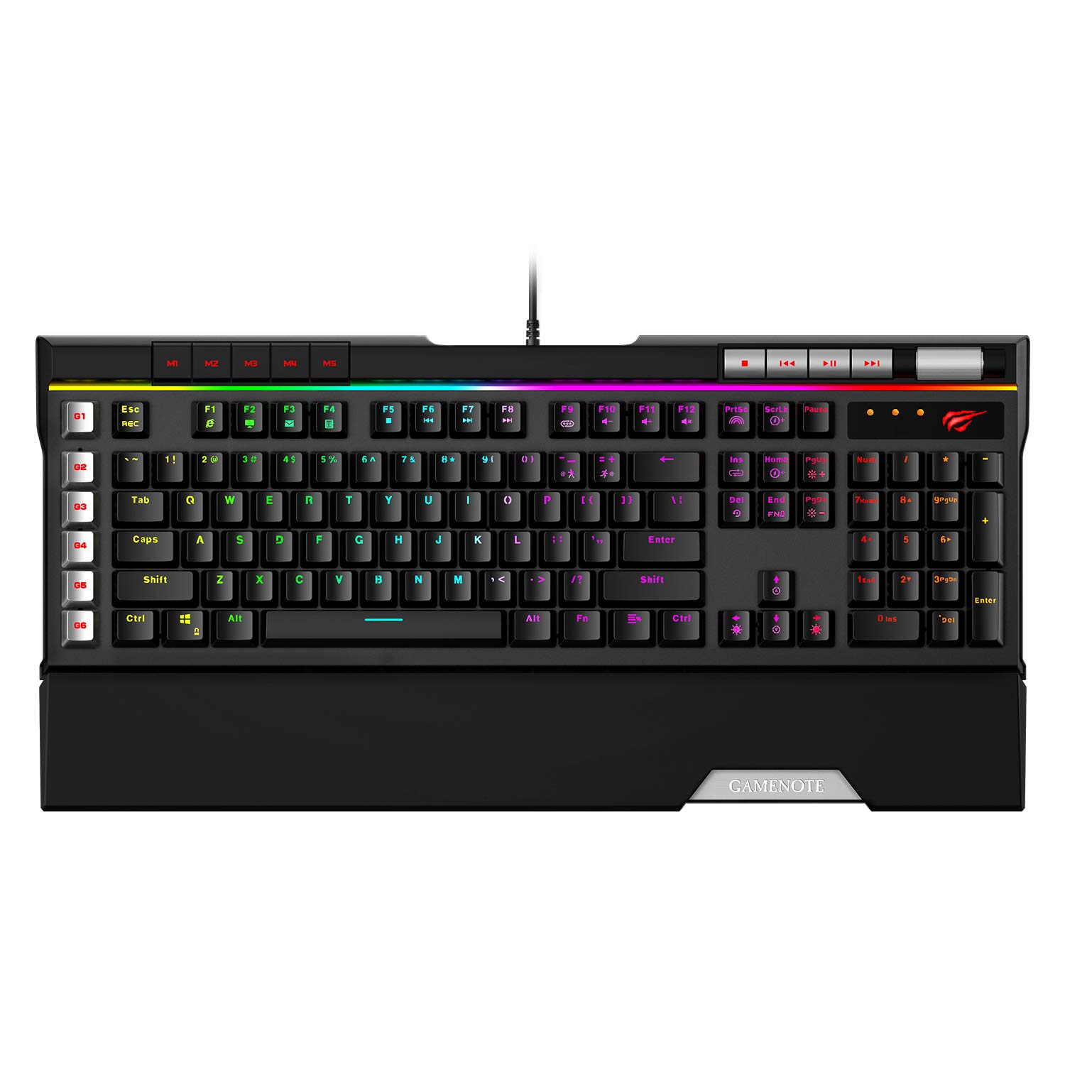 KB462L Mechanical Keyboard with Detachable Wrist Rest, RGB Backlights,