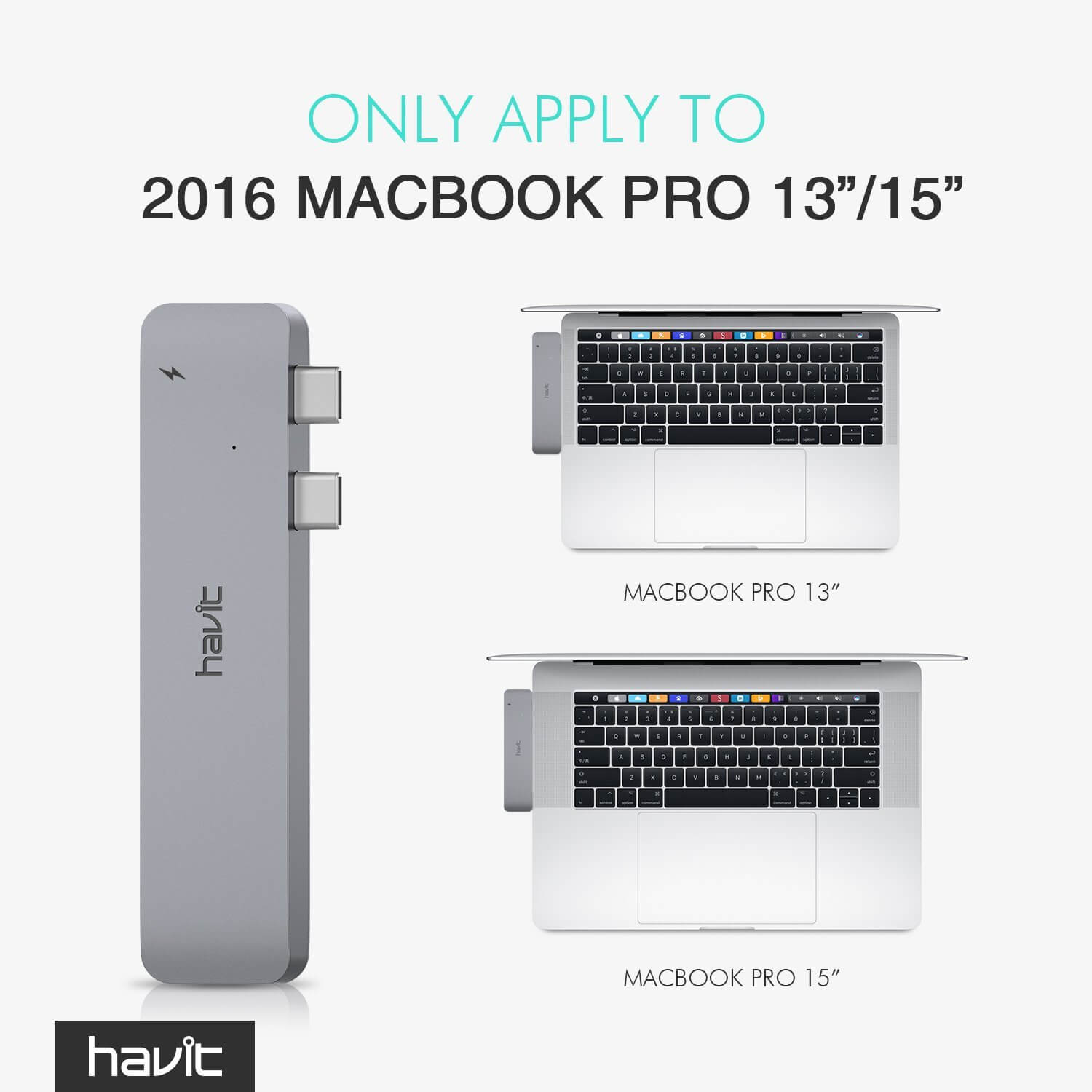 HAVIT T90 Thunderbolt 3 Dock/Hub für MacBook Pro 2016 13" / 15" mit Thunderbolt 3, USB-C, USB-A 3.0, SD und Micro SD